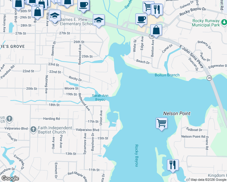 map of restaurants, bars, coffee shops, grocery stores, and more near 1800 23rd Street in Niceville