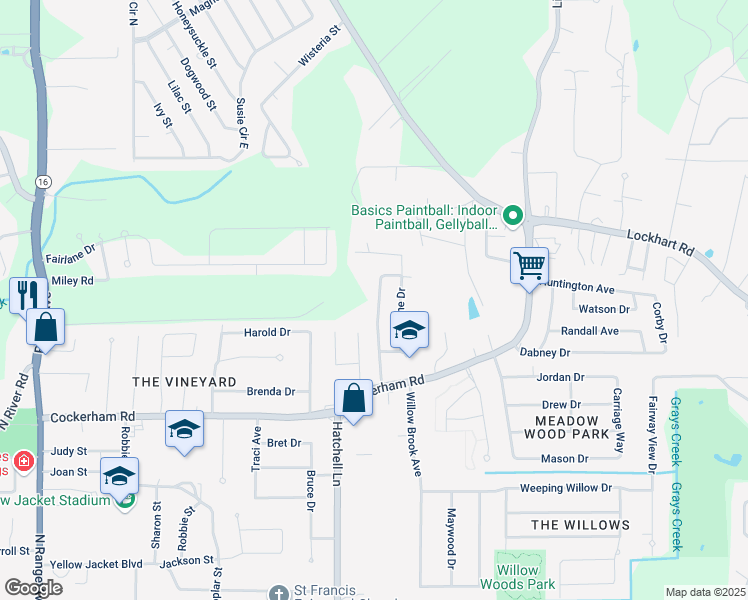 map of restaurants, bars, coffee shops, grocery stores, and more near 30661 Anderson Drive in Denham Springs