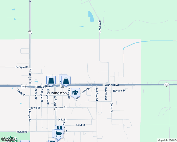 map of restaurants, bars, coffee shops, grocery stores, and more near 14061 Florida Boulevard in Livingston