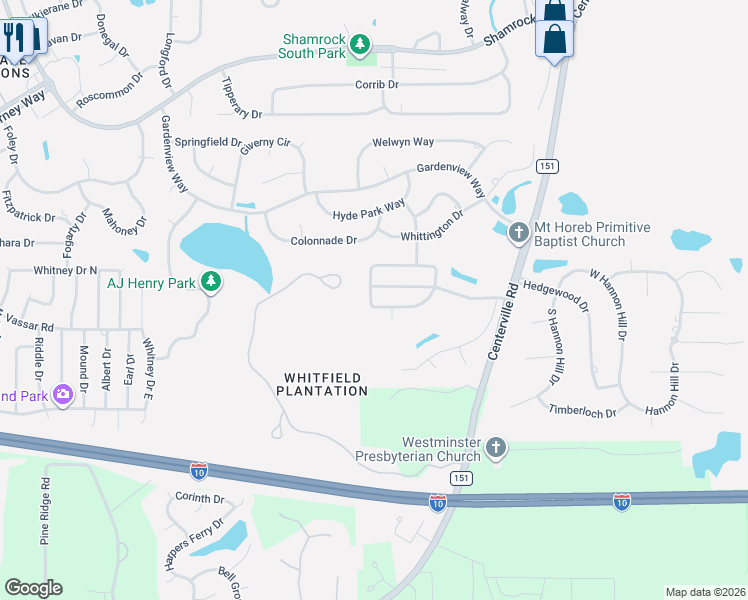 map of restaurants, bars, coffee shops, grocery stores, and more near 3304 Aqua Ridge Way in Tallahassee