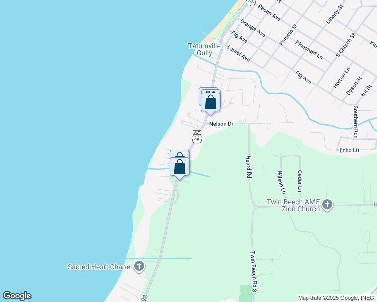 map of restaurants, bars, coffee shops, grocery stores, and more near 19290 Scenic Highway 98 in Fairhope