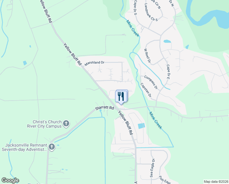 map of restaurants, bars, coffee shops, grocery stores, and more near 2726 Ivy Post Drive in Jacksonville