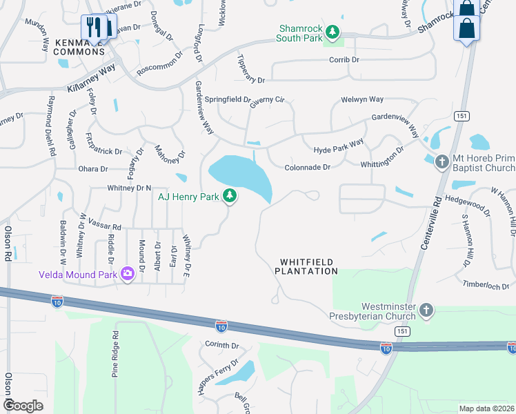 map of restaurants, bars, coffee shops, grocery stores, and more near 3340 Charleston Rd in Tallahassee