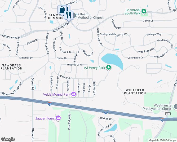 map of restaurants, bars, coffee shops, grocery stores, and more near 3272 Garcia Drive in Tallahassee