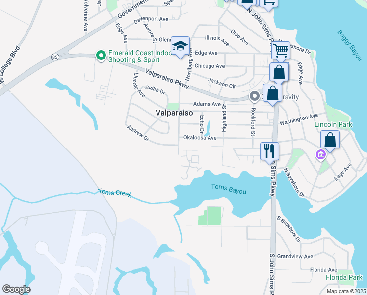 map of restaurants, bars, coffee shops, grocery stores, and more near 368 Madison Avenue in Valparaiso