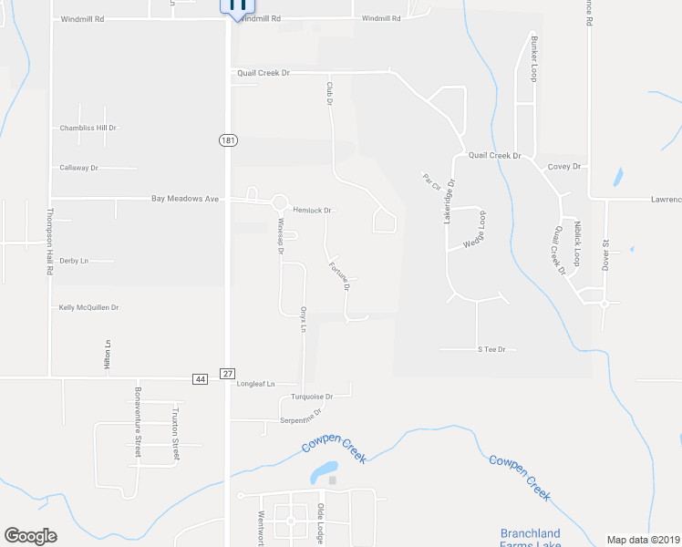 map of restaurants, bars, coffee shops, grocery stores, and more near Fortune Drive in Fairhope