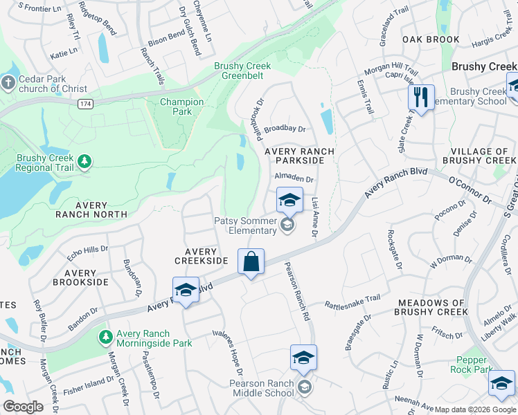 map of restaurants, bars, coffee shops, grocery stores, and more near 9625 Indina Hills Drive in Austin