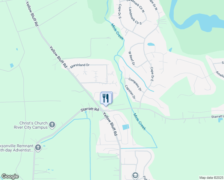 map of restaurants, bars, coffee shops, grocery stores, and more near 2840 Ivy Post Drive in Jacksonville