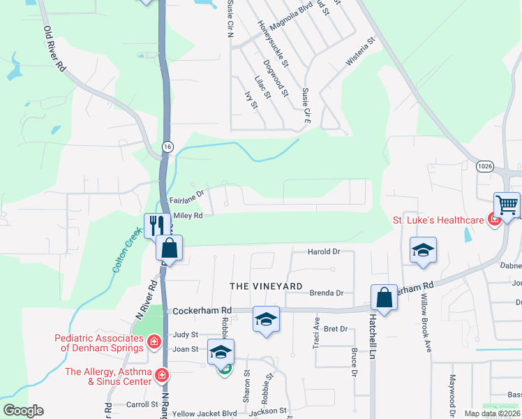 map of restaurants, bars, coffee shops, grocery stores, and more near 8217 Fairlane Drive in Dennis Mills