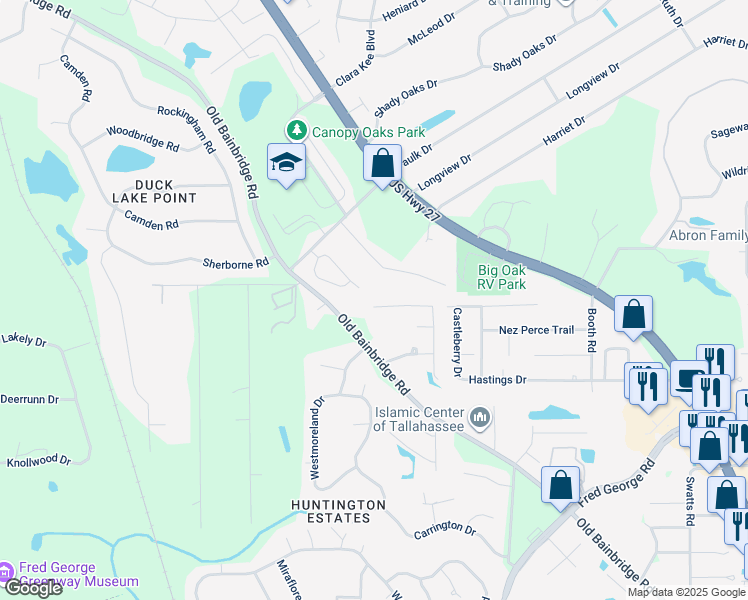 map of restaurants, bars, coffee shops, grocery stores, and more near 2796 McFarlane Court in Tallahassee