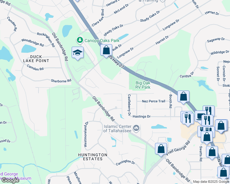 map of restaurants, bars, coffee shops, grocery stores, and more near 2756 McFarlane Court in Tallahassee