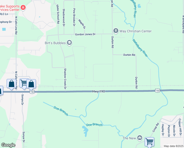 map of restaurants, bars, coffee shops, grocery stores, and more near 10536 Kellie Drive in Hammond