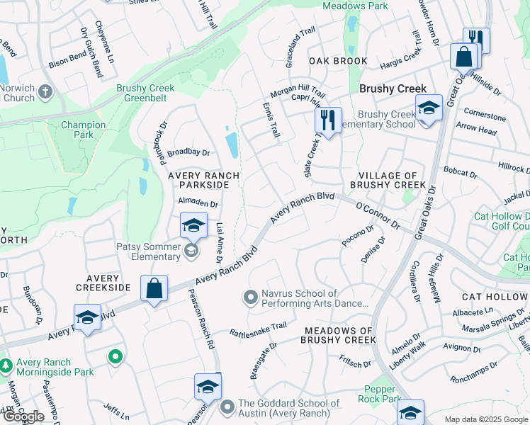 map of restaurants, bars, coffee shops, grocery stores, and more near 9324 Muskberry Cove in Austin