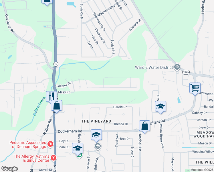 map of restaurants, bars, coffee shops, grocery stores, and more near 8315 Fairlane Drive in Livingston Parish