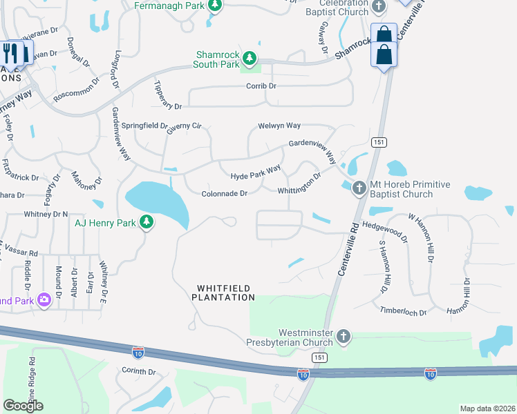 map of restaurants, bars, coffee shops, grocery stores, and more near 3326 Dry Creek Drive in Tallahassee