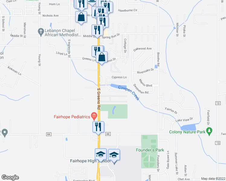 map of restaurants, bars, coffee shops, grocery stores, and more near 209 Spring Lake Drive in Fairhope