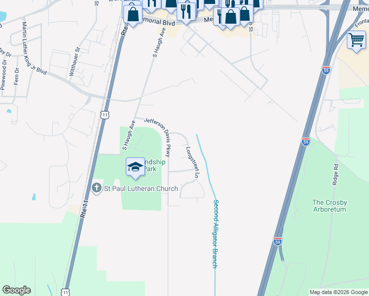 map of restaurants, bars, coffee shops, grocery stores, and more near 301 Stewart Point in Picayune