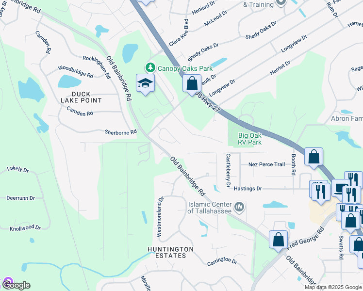 map of restaurants, bars, coffee shops, grocery stores, and more near 2796 McFarlane Court in Tallahassee