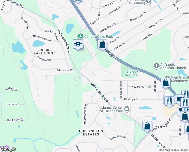 map of restaurants, bars, coffee shops, grocery stores, and more near 3765 Maria Circle in Tallahassee