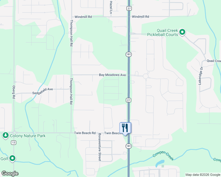 map of restaurants, bars, coffee shops, grocery stores, and more near 9727 Derby Lane in Fairhope