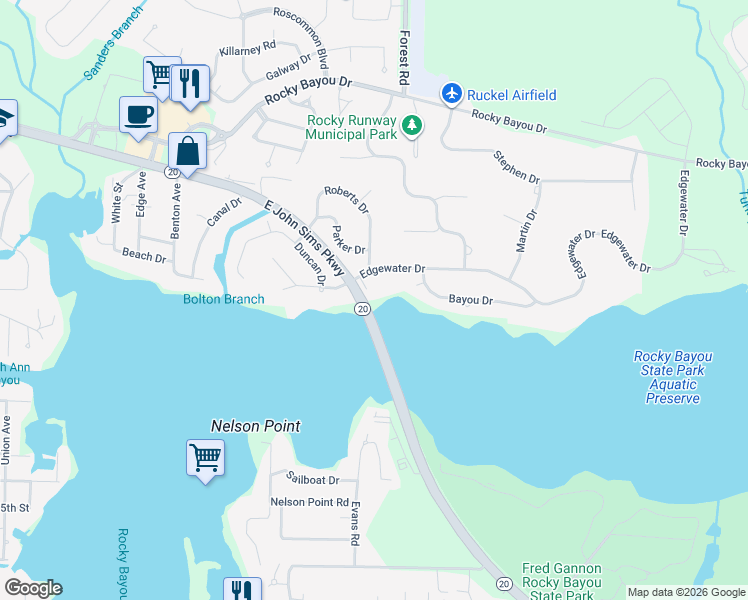 map of restaurants, bars, coffee shops, grocery stores, and more near 102 Aloma Court in Niceville