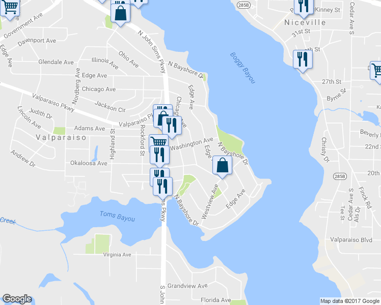 map of restaurants, bars, coffee shops, grocery stores, and more near 203 Chicago Avenue in Valparaiso