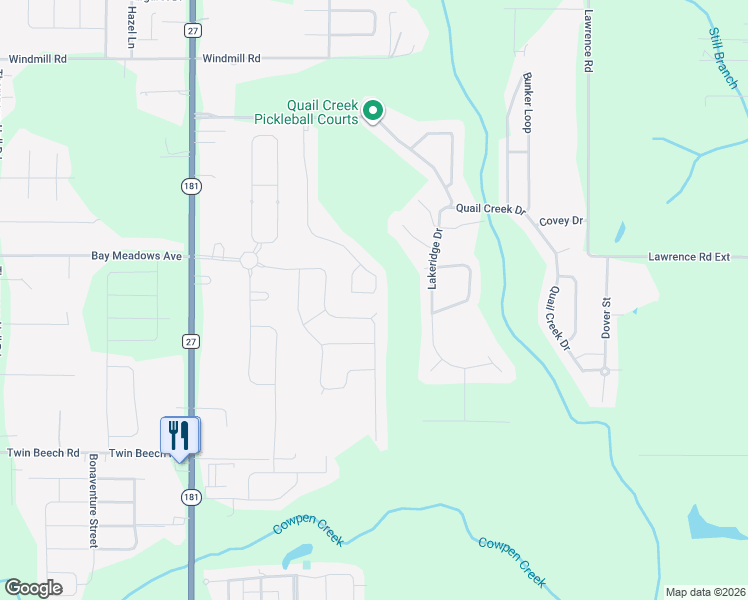 map of restaurants, bars, coffee shops, grocery stores, and more near 231 Divot Loop in Fairhope