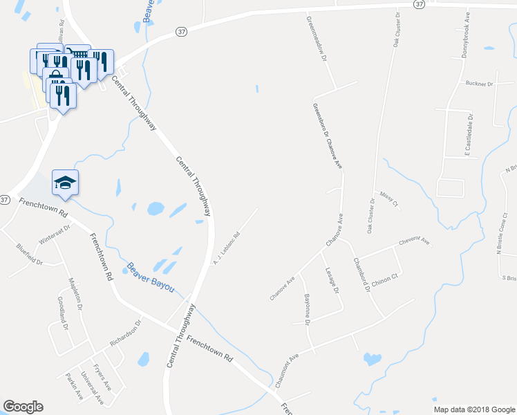 map of restaurants, bars, coffee shops, grocery stores, and more near 14845 A. J. Leblanc Road in Central