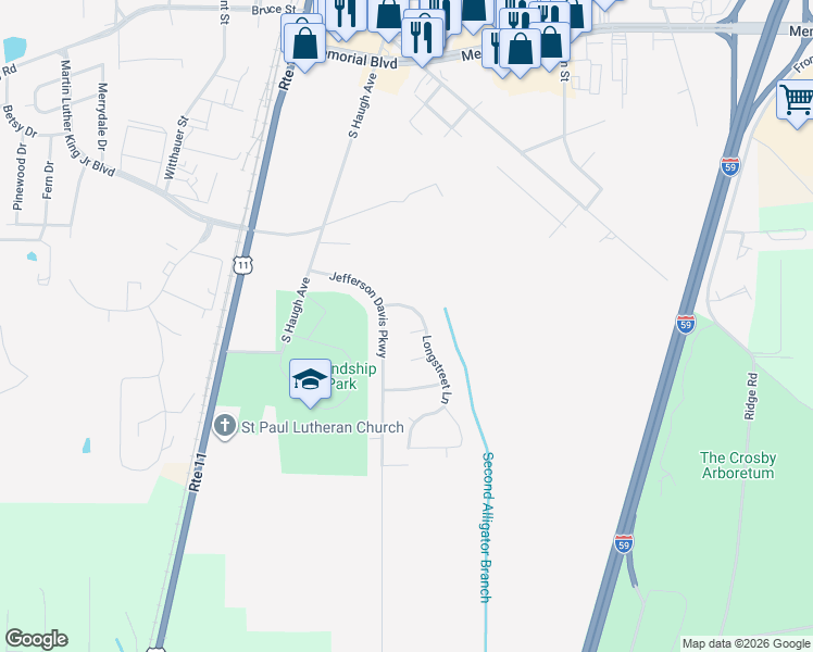map of restaurants, bars, coffee shops, grocery stores, and more near 301 Stewart Point in Picayune