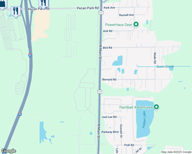 map of restaurants, bars, coffee shops, grocery stores, and more near 14896-14970 Main Street North in Jacksonville