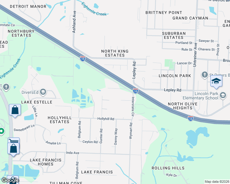 map of restaurants, bars, coffee shops, grocery stores, and more near 1926 Interstate Circle in Pensacola