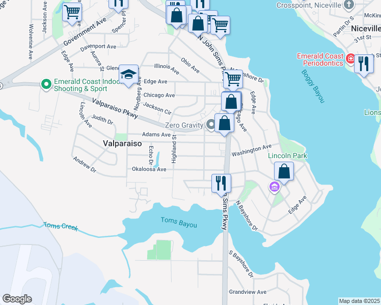 map of restaurants, bars, coffee shops, grocery stores, and more near 329 Lincoln Avenue in Valparaiso