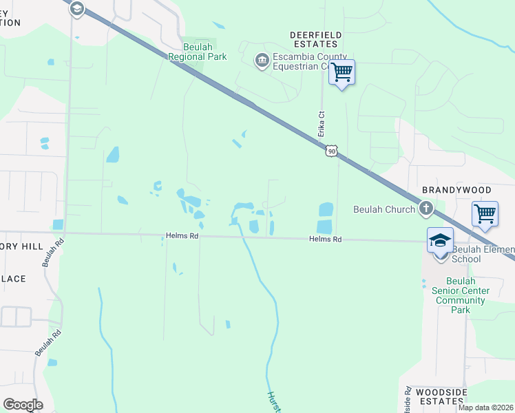 map of restaurants, bars, coffee shops, grocery stores, and more near 6708 Helms Road in Pensacola