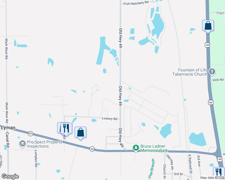 map of restaurants, bars, coffee shops, grocery stores, and more near 15345 Old Highway 49 in Gulfport
