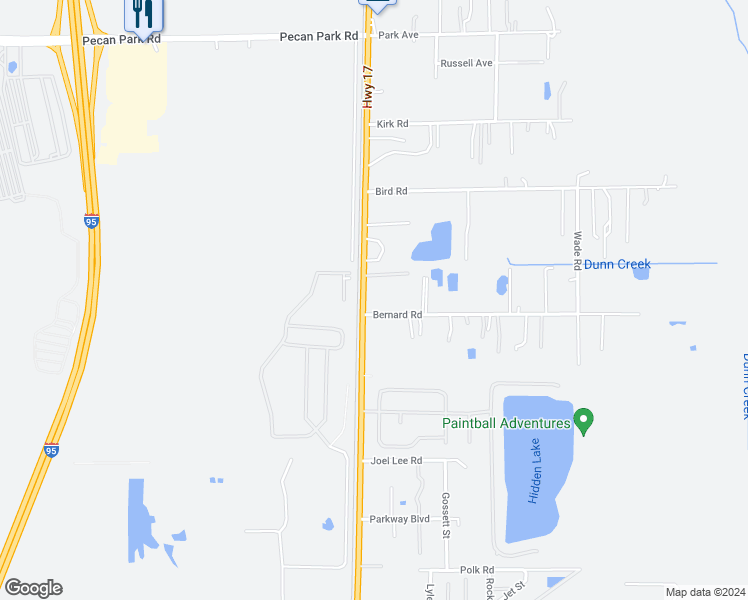 map of restaurants, bars, coffee shops, grocery stores, and more near 1 Bernard Road in Jacksonville