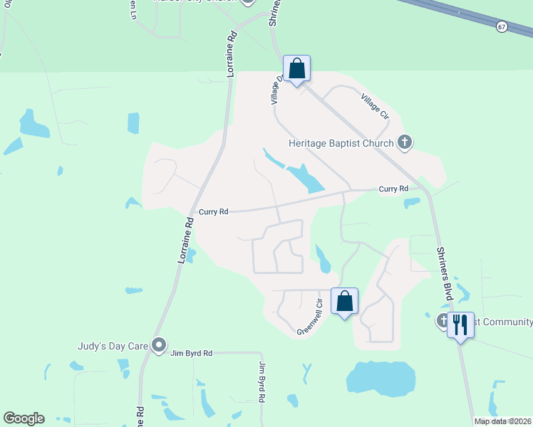 map of restaurants, bars, coffee shops, grocery stores, and more near 8274 Curry Road in Biloxi