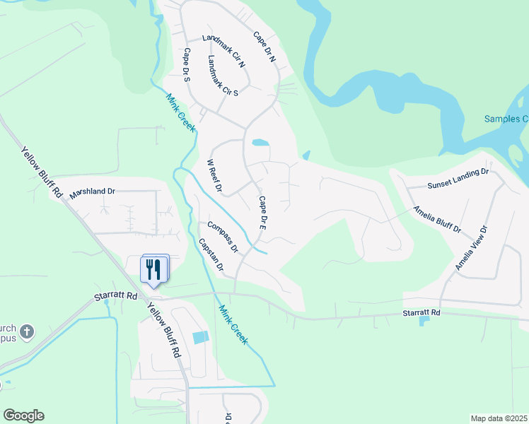 map of restaurants, bars, coffee shops, grocery stores, and more near 14764 Cape Drive East in Jacksonville