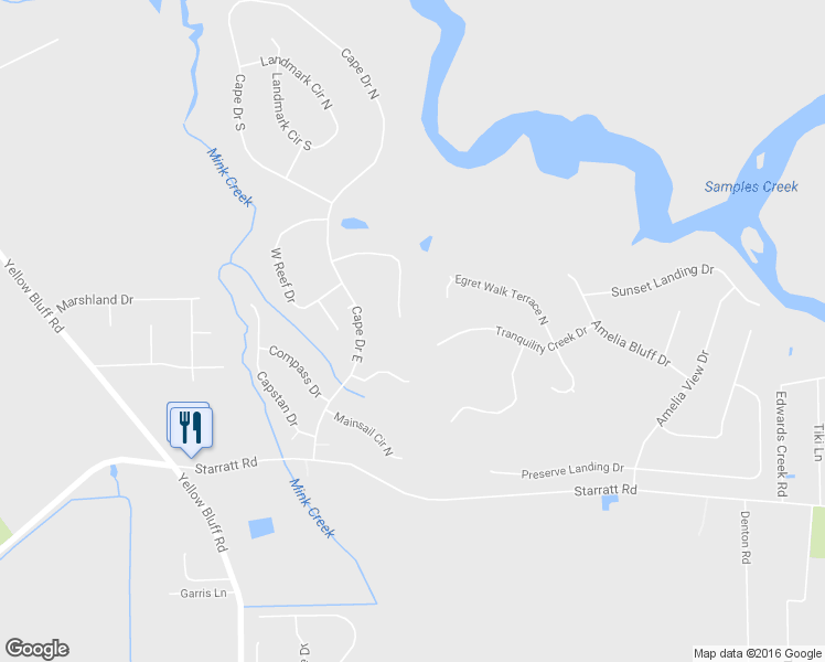 map of restaurants, bars, coffee shops, grocery stores, and more near 14943 Cape Forest Trail in Jacksonville