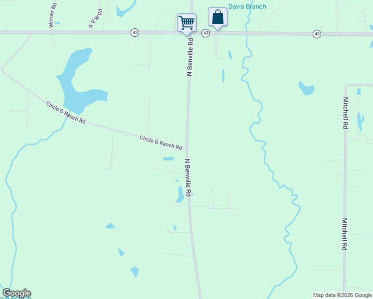map of restaurants, bars, coffee shops, grocery stores, and more near 12001 Circle G Ranch Road in Picayune