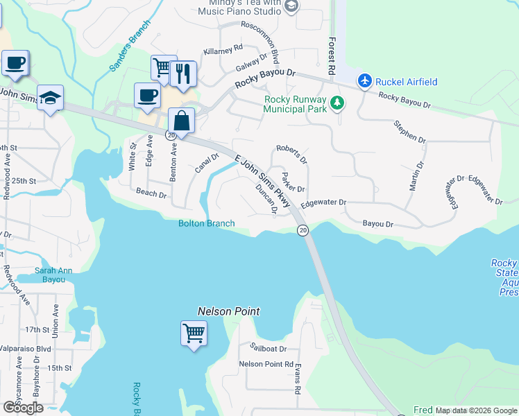 map of restaurants, bars, coffee shops, grocery stores, and more near 2450 Duncan Drive in Niceville