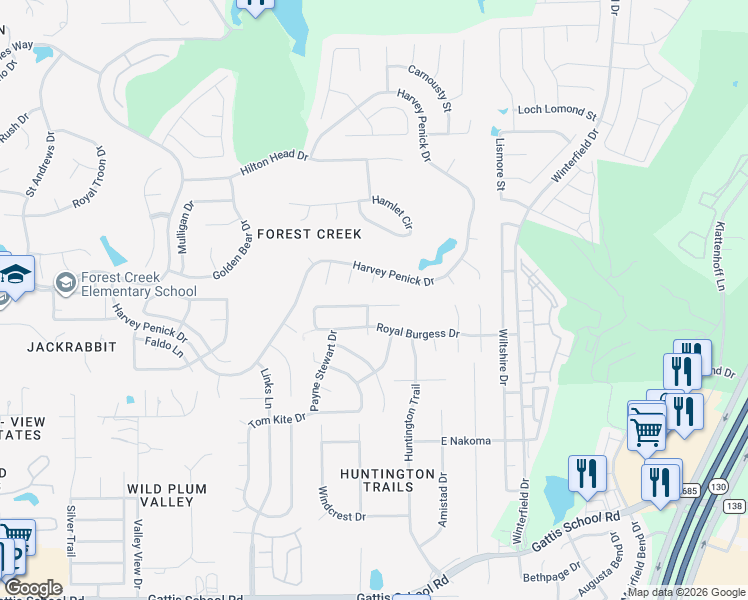 map of restaurants, bars, coffee shops, grocery stores, and more near 207 Paul Azinger Court in Round Rock