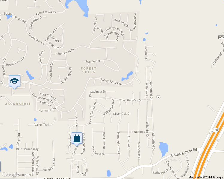 map of restaurants, bars, coffee shops, grocery stores, and more near 207 Paul Azinger Court in Round Rock