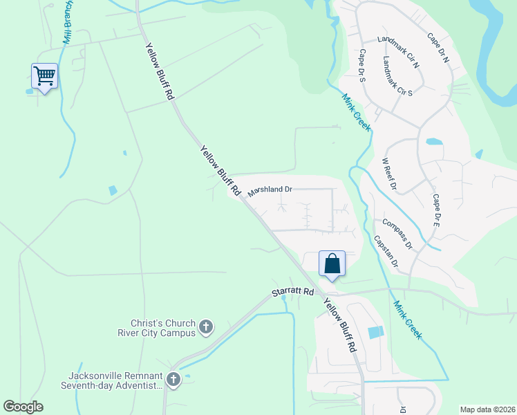 map of restaurants, bars, coffee shops, grocery stores, and more near 14863 Yellow Bluff Road in Jacksonville