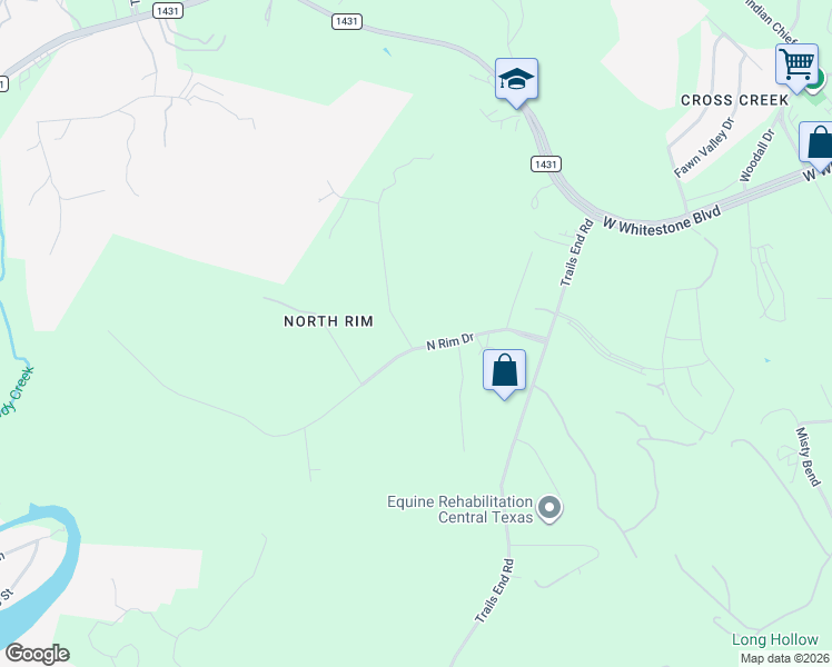 map of restaurants, bars, coffee shops, grocery stores, and more near 17704 North Rim Drive in Leander