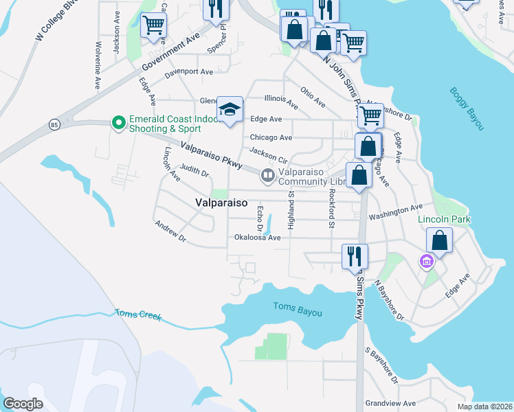 map of restaurants, bars, coffee shops, grocery stores, and more near 355 Lincoln Avenue in Valparaiso