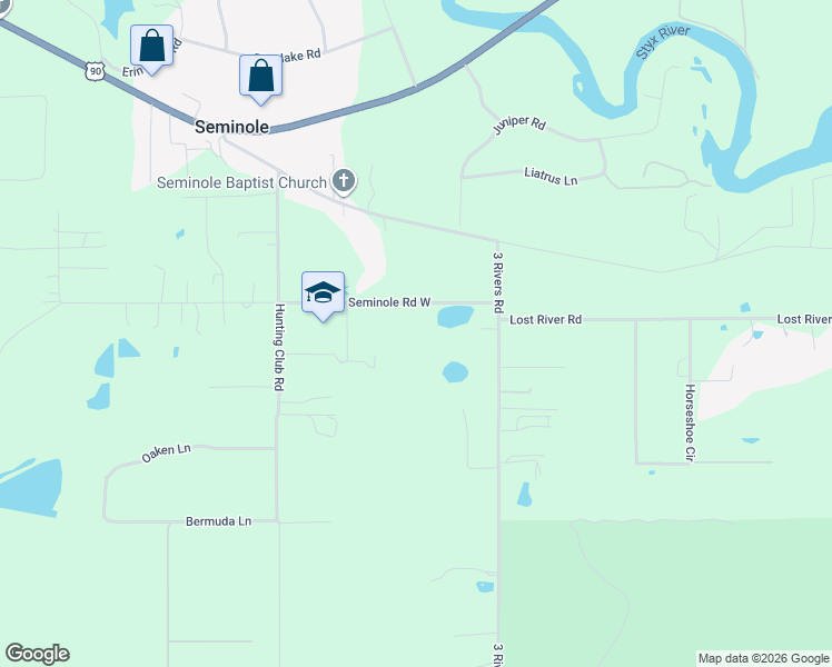 map of restaurants, bars, coffee shops, grocery stores, and more near 32836 Seminole Road West in Seminole