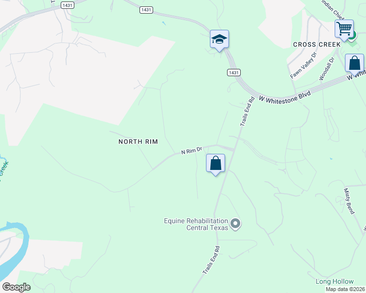 map of restaurants, bars, coffee shops, grocery stores, and more near 17704 North Rim Drive in Leander