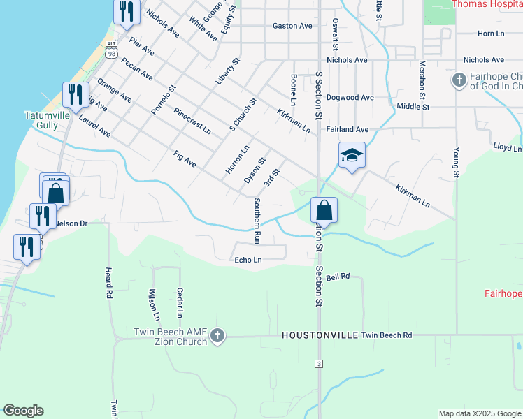 map of restaurants, bars, coffee shops, grocery stores, and more near 2 Pope Court in Fairhope