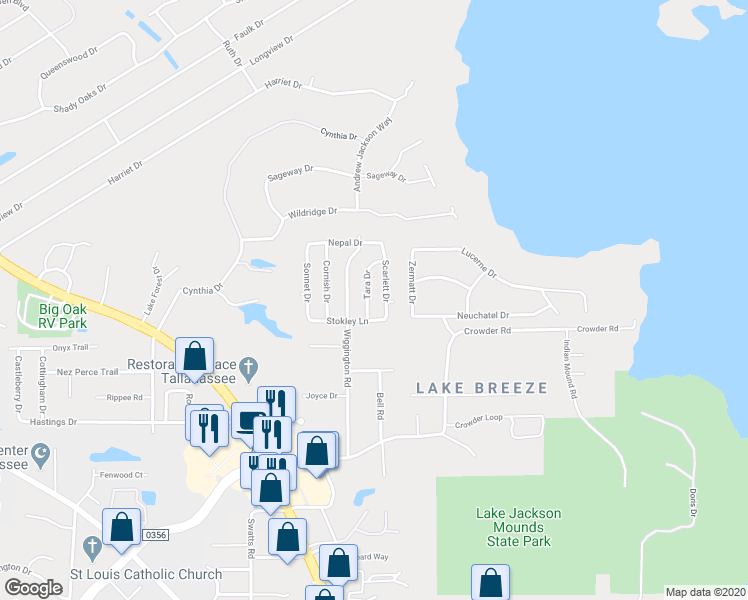 map of restaurants, bars, coffee shops, grocery stores, and more near 4015 Tara Drive in Tallahassee