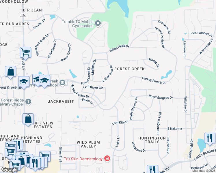 map of restaurants, bars, coffee shops, grocery stores, and more near 3927 Lord Byron Circle in Round Rock